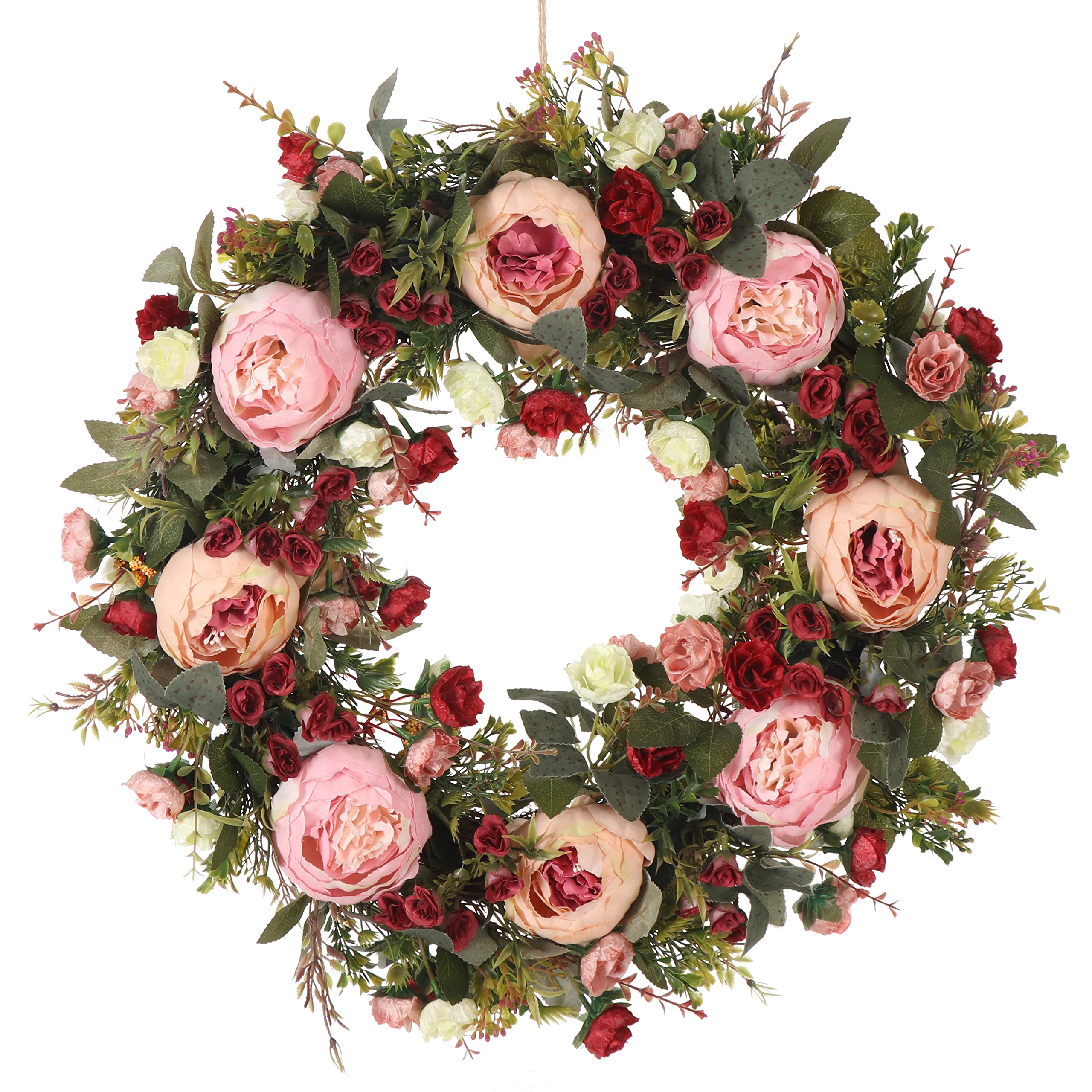 Amazon.com: Destment Spring & Summer Wreath, 24in Round, Red Silk